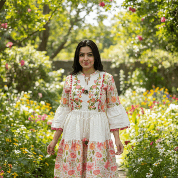 Gulnaar Garden Mul Cotton Tunic Dress