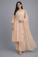 Blush Bloom Mul Chanderi 3-Piece Set