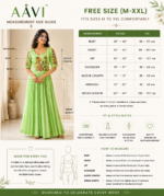 Parrot Green Raw Silk Kalamkari Gown - Image 2