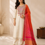 Ivory Rangrez Tissue Silk Set