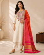Ivory Rangrez Tissue Silk Set