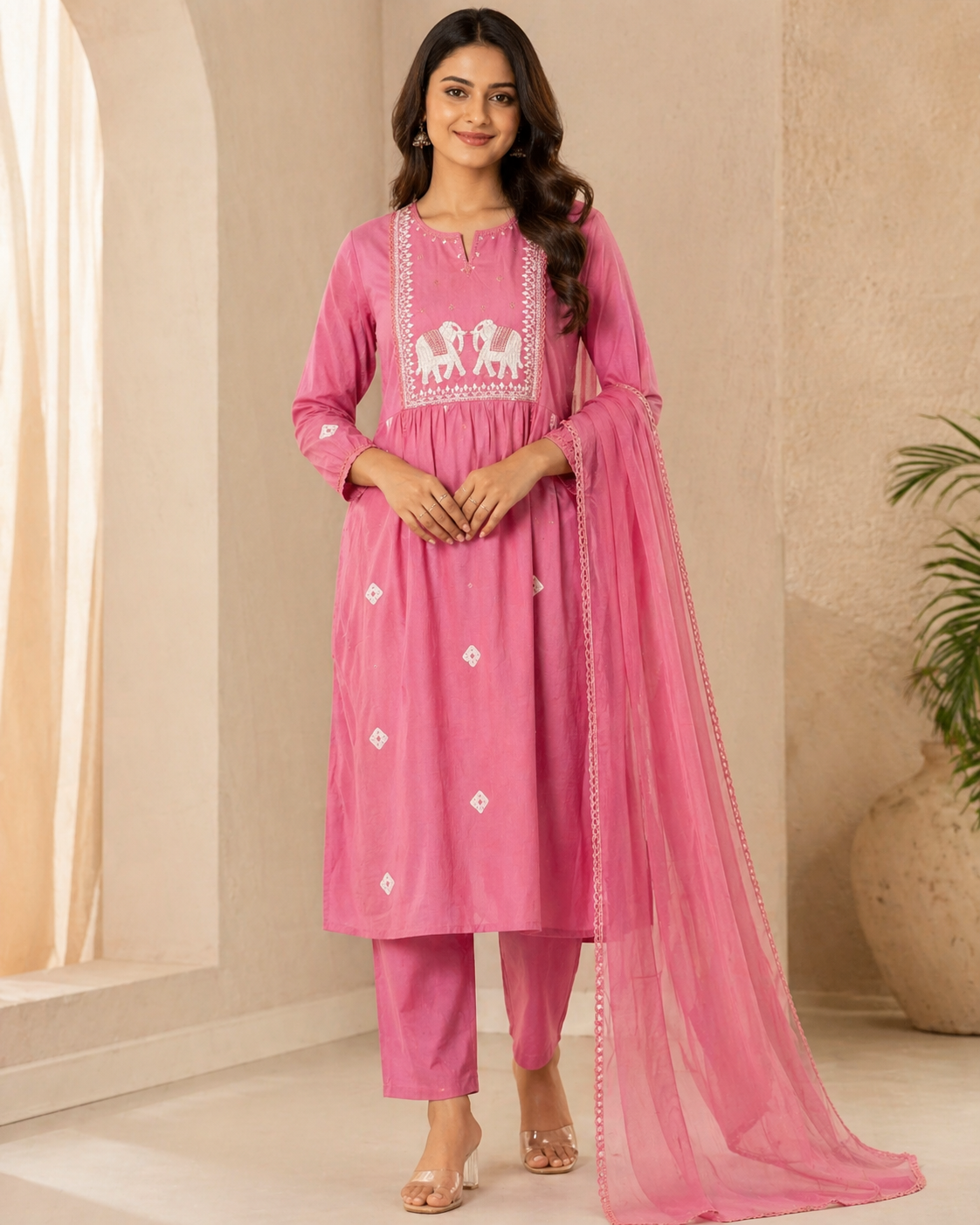 52FEA06D-E910-4CFD-8A6D-BC76F504977D Gulab Hathi Mul Cotton Set - Image 1