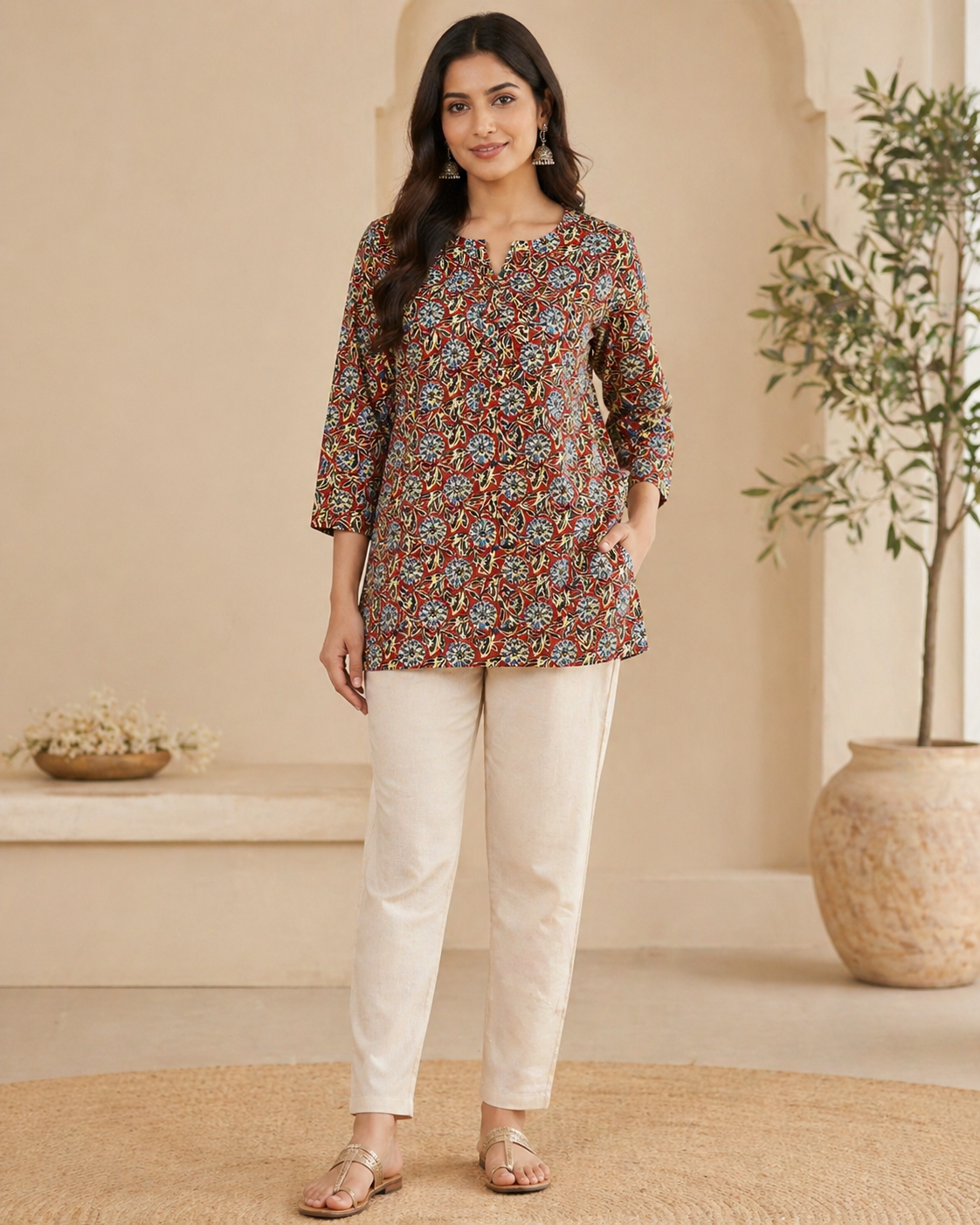 5693335D-DF9D-4D5B-A336-1CA5CA66FF89 AAVI Crimson Heritage Cotton Short Top - Image 1