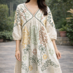 Meadow Whisper Embroidered Tunic Dress