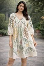 Meadow Whisper Embroidered Tunic Dress