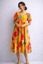 Sunflower Bloom Kota Midi Frock