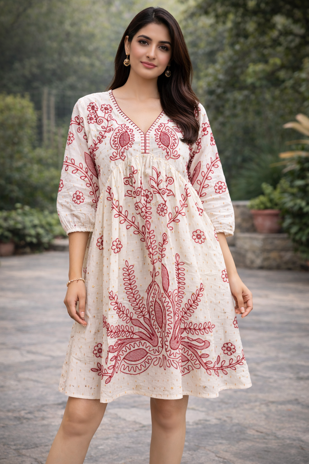 CAD15E3A-6267-425B-8761-0308B5C4EDBE Ivory Rouge Embroidered Tunic Dress - Image 1