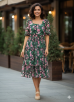 Midnight Bloom Floral Midi Dress