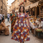 Heritage Horse Kalamkari Cotton Midi Frock