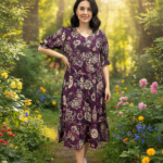 Royal Plum Roman Silk Midi Frock