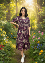 Royal Plum Roman Silk Midi Frock