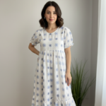 Blue Dots Cotton Midi Frock