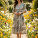 Ivory Aura Roman Silk Midi Frock