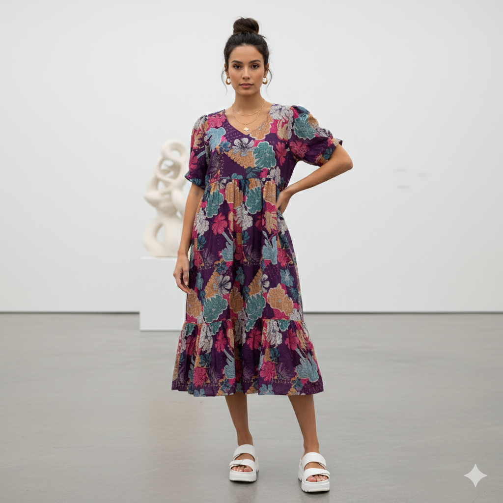 IMG_1283 Midnight Bloom Kota Midi Frock - Image 1