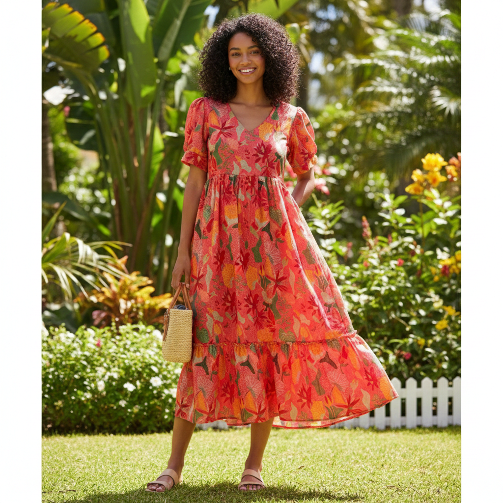 IMG_1292 Sunset Tropics Kota Midi Frock - Image 1