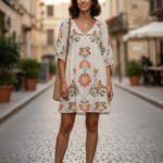 Ivory Meadow Mul Cotton Tunic Dress