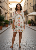 Ivory Meadow Mul Cotton Tunic Dress