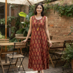 AAVI Rust Ember Cotton Dress