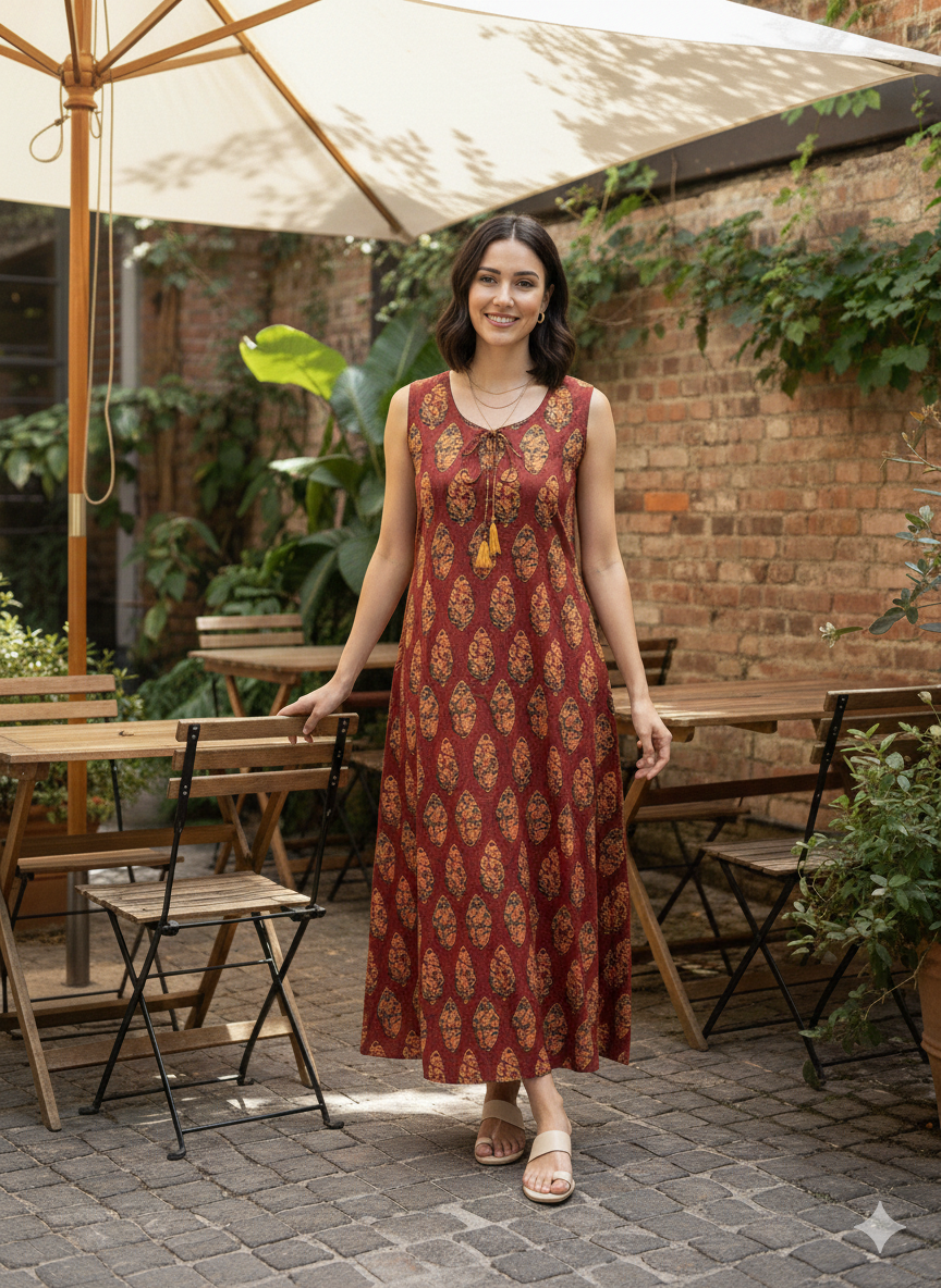 IMG_1374 AAVI Rust Ember Cotton Dress - Image 1