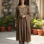 Mocha Mist Mul Chanderi Set