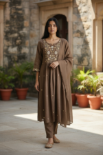 Mocha Mist Mul Chanderi Set