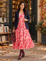 Blush Rose Georgette Midi Dress - Image 3