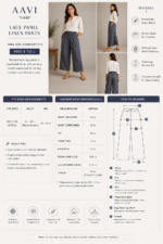 Slate Elegance Lace Panel Linen Pants - Image 2