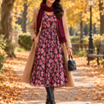 Midnight Blossom Georgette Midi Dress