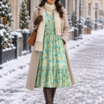 Blue Meadow Chiffon Midi Dress