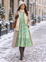 Blue Meadow Chiffon Midi Dress