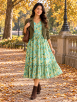 Blue Meadow Chiffon Midi Dress - Image 2
