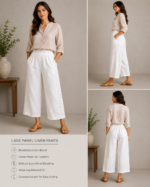 Pure Grace Lace Panel Linen Pants