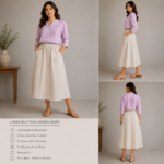 Ivory Elegance Button-Down Midi Skirt