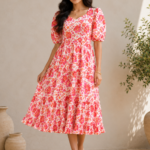 Blush Blossom Georgette Midi Frock