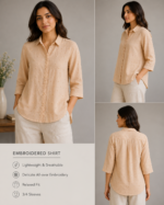 Sand Dune Embroidered Linen Shirt