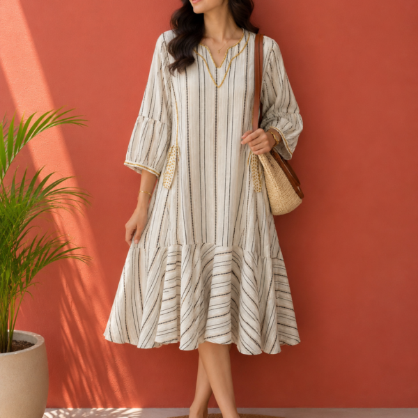 Desert Breeze Striped Cotton Dress