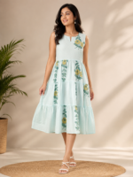 Mint Blossom Cotton Tiered Dress
