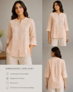 Blush Blossom Embroidered Linen Shirt