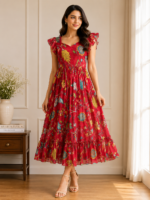 Ruby Bloom Linen Midi Dress