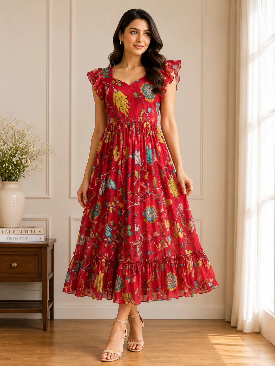 CEF302BD-528E-451C-AD14-F68A24AADE63 Ruby Bloom Linen Midi Dress - Image 1