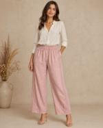 Blush Breeze Linen Wide-Leg Pants