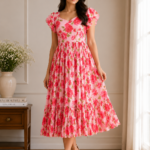 Blush Rose Georgette Midi Dress