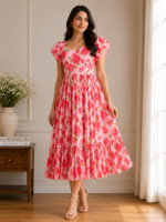 Blush Rose Georgette Midi Dress
