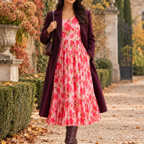 Blush Rose Georgette Midi Dress