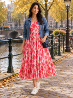 Blush Rose Georgette Midi Dress - Image 4